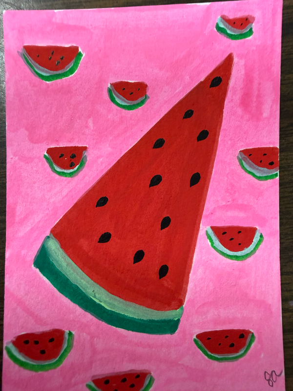 Watermelon Summer High aceo art card