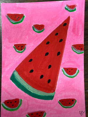 Watermelon Summer High aceo art card thumbnail 1