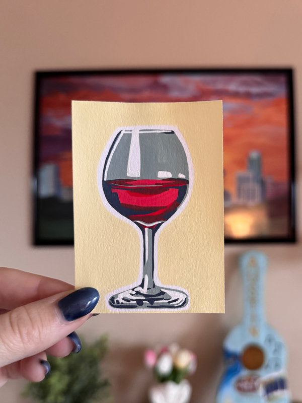 Wine Glass aceo art card