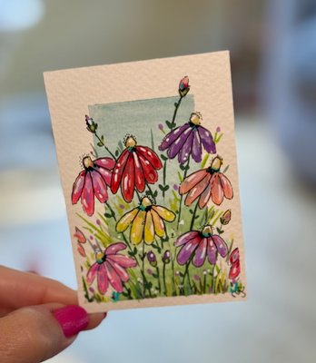 Wildflowers aceo art card thumbnail 2