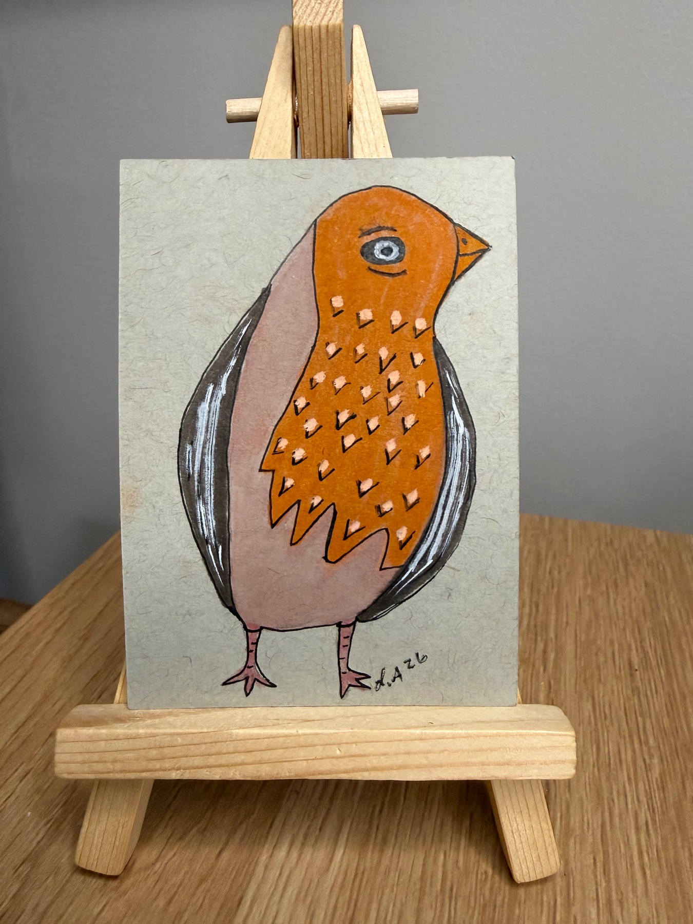 Derpy Bird Original ACEO by Lyndsay Aznaurov aceo art card