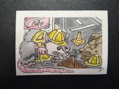 "deConstruction Worker" aceo art card thumbnail 1