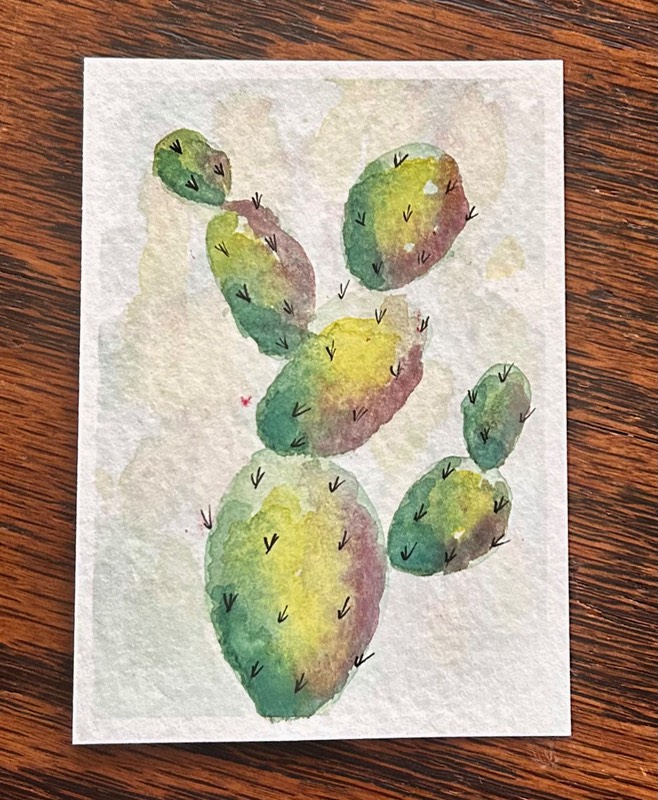 Prickly Pear Cactus aceo art card