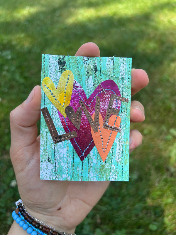 Love Hearts aceo art card