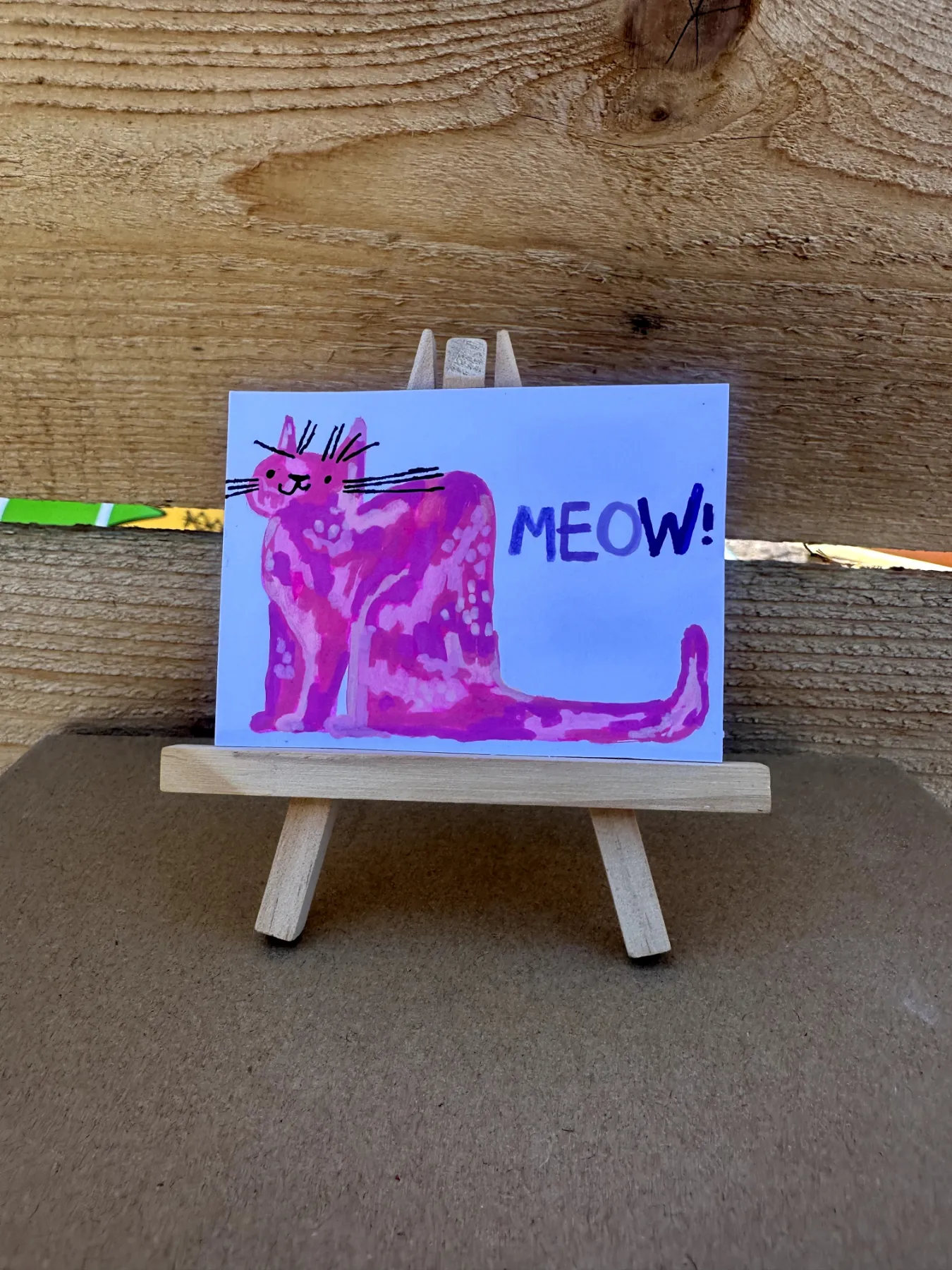 Pink Cat aceo art card
