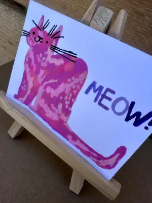 Pink Cat aceo art card thumbnail 2
