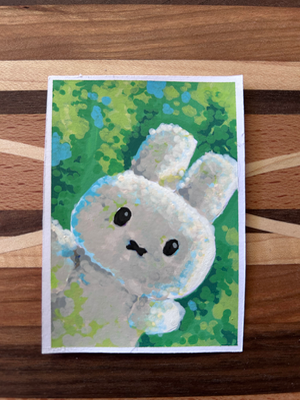 Bunny Plush aceo art card thumbnail 1