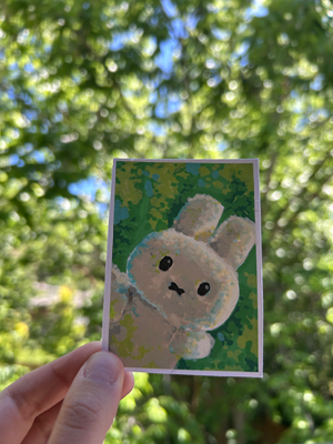 Bunny Plush aceo art card thumbnail 2