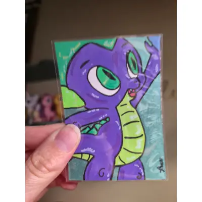 My Little Pony - Spike The Dragon aceo art card thumbnail 3