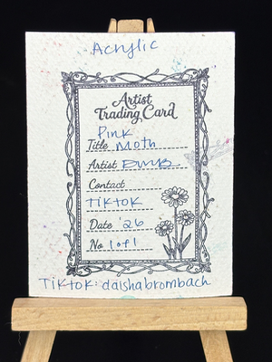 Pink Moth aceo art card thumbnail 2