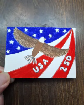 "Patriotic Eagle" aceo art card thumbnail 2