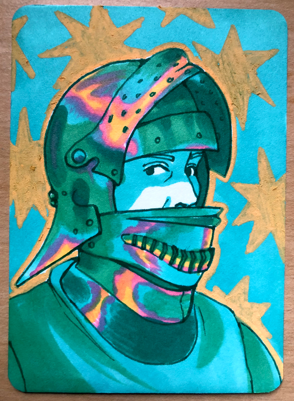Green Knight aceo art card