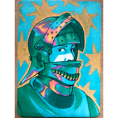 Green Knight aceo art card thumbnail 1