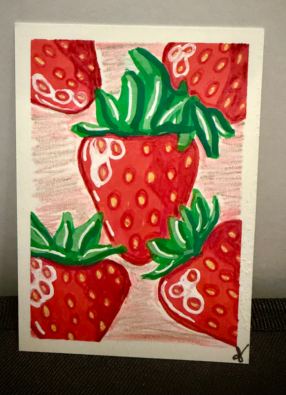 Strawberries aceo art card