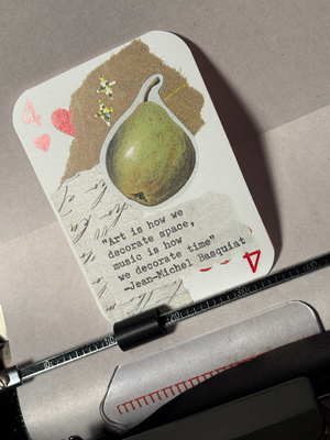 Pear art quote collage print by Mazerzine aceo art card thumbnail 2