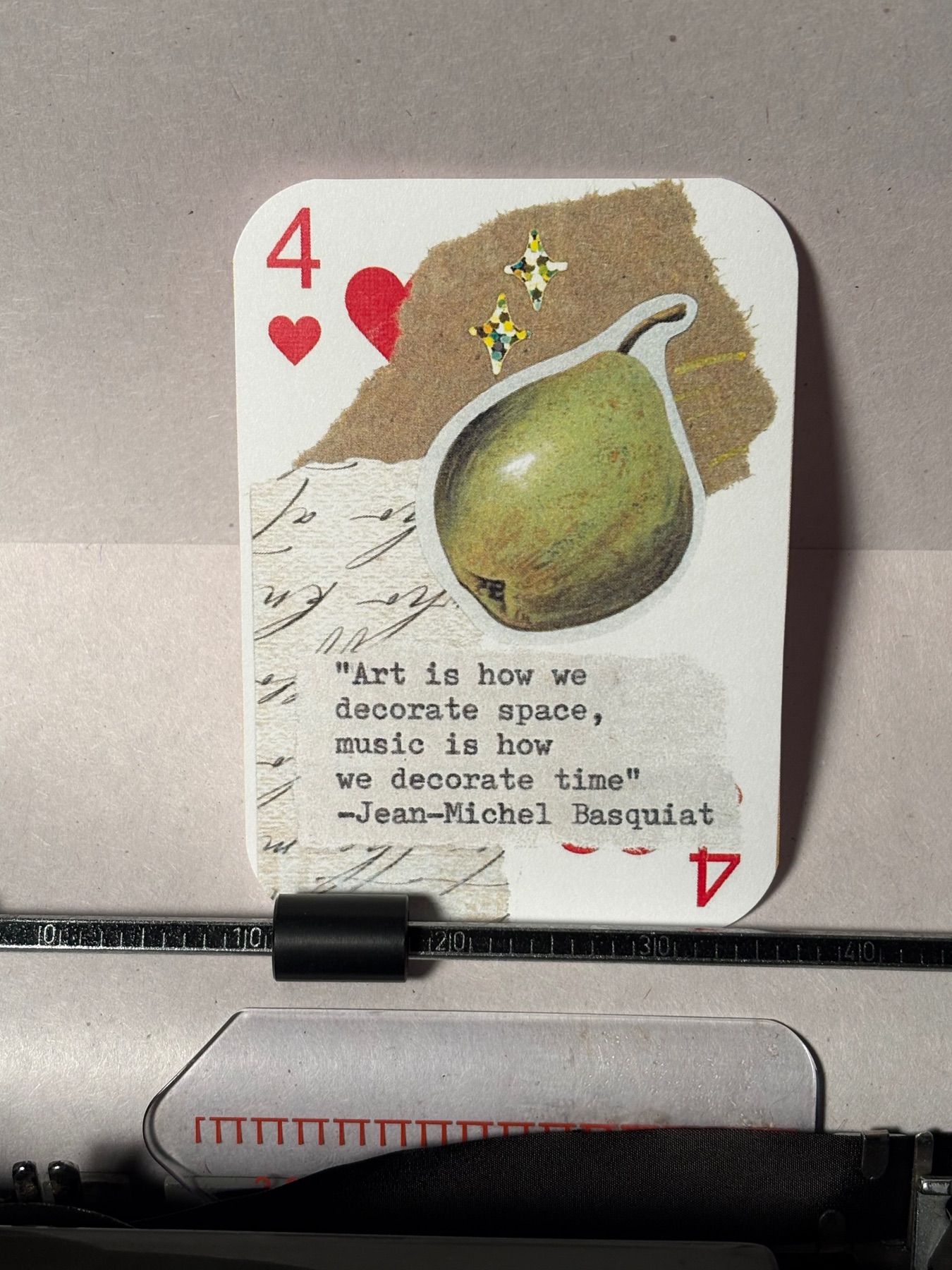 Pear art quote collage print by Mazerzine aceo art card