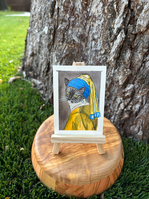 Cat with Pearl Earring aceo art card