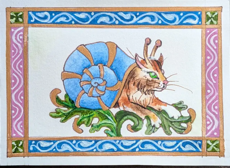 SnailCat aceo art card