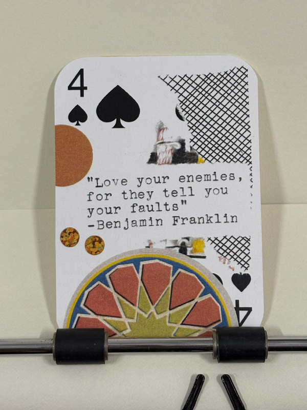Ben Franklin quote micro collage print by Mazerzine aceo art card