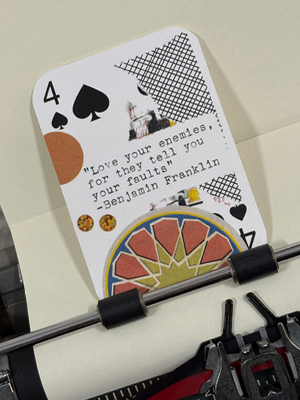 Ben Franklin quote micro collage print by Mazerzine aceo art card thumbnail 2