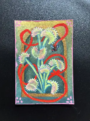 Red String of Fate aceo art card thumbnail 1
