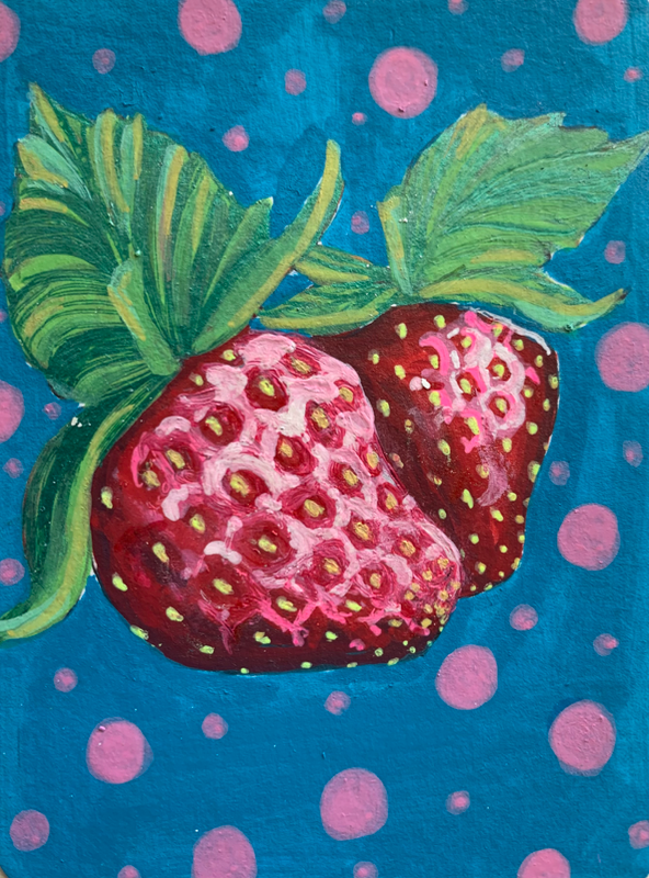 Strawberries Fruit Still Life aceo art card