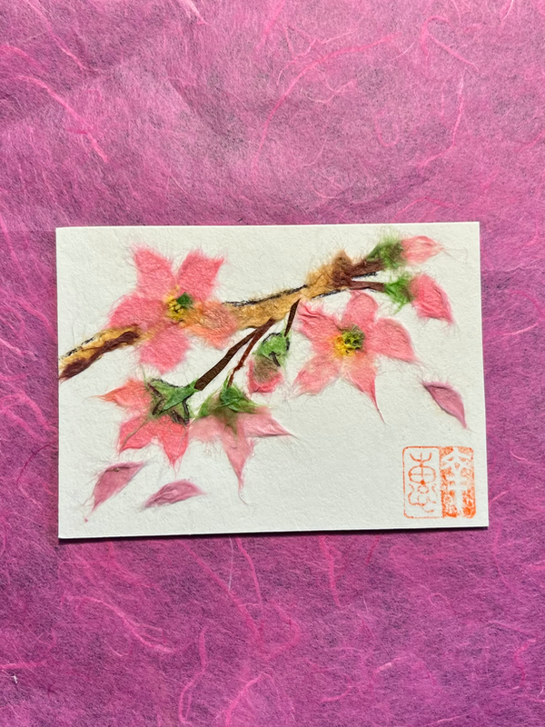 Japanese washi art - cherry blossoms #3 桜 aceo art card