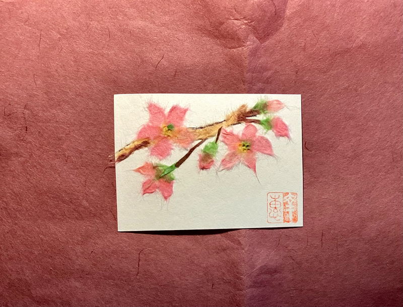 Japanese washi art - cherry blossoms #3 桜 aceo art card