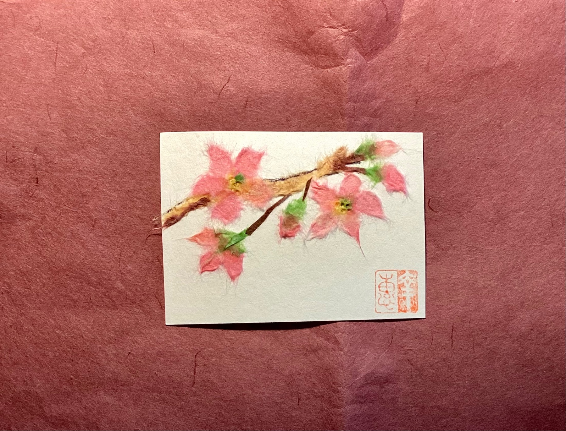 Japanese washi art - cherry blossoms #3 桜 aceo art card