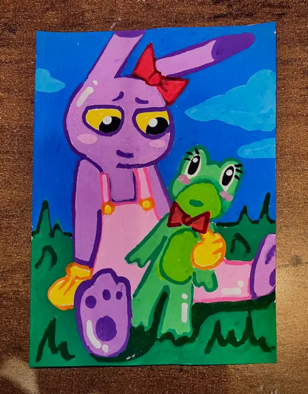 Jax & Ribbit Plushie aceo art card