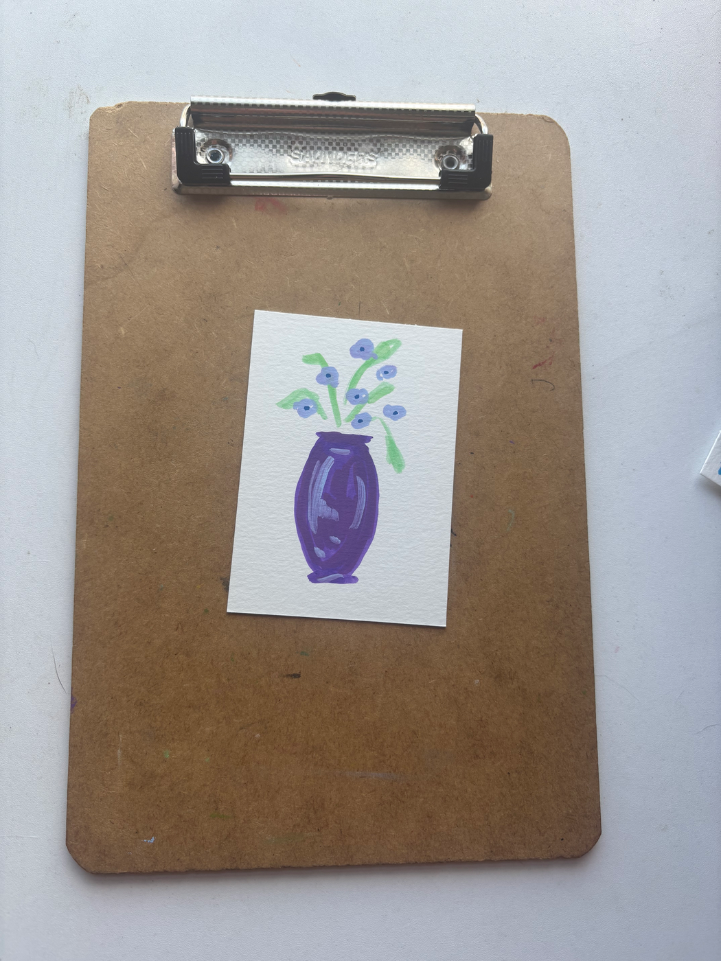 “Purple” Vase With Flowers aceo art card