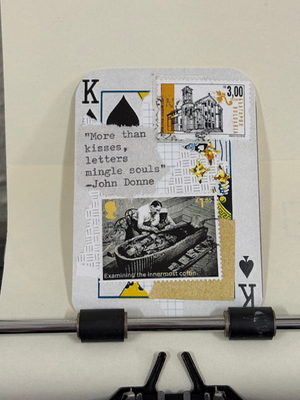 Coffin stamp mail collage print by Mazerzine aceo art card thumbnail 1