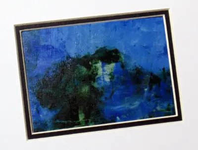 Landscape in Prussian Blue original art acrylic painting ACEO aceo art card thumbnail 2