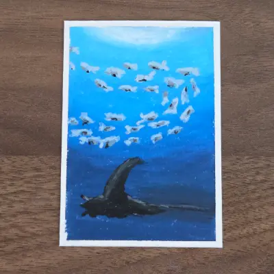Open Ocean aceo art card thumbnail 1