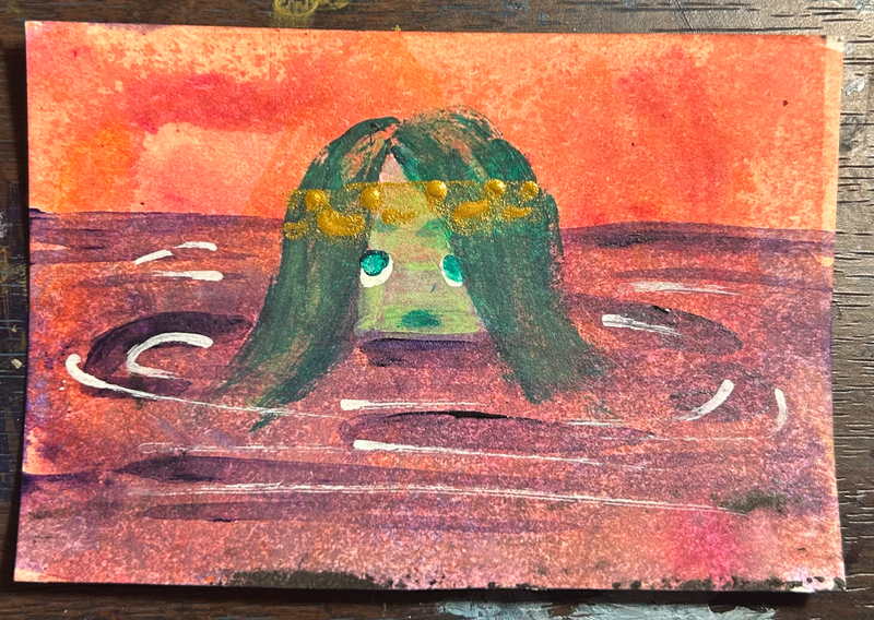 Siren at Sunset 4 aceo art card