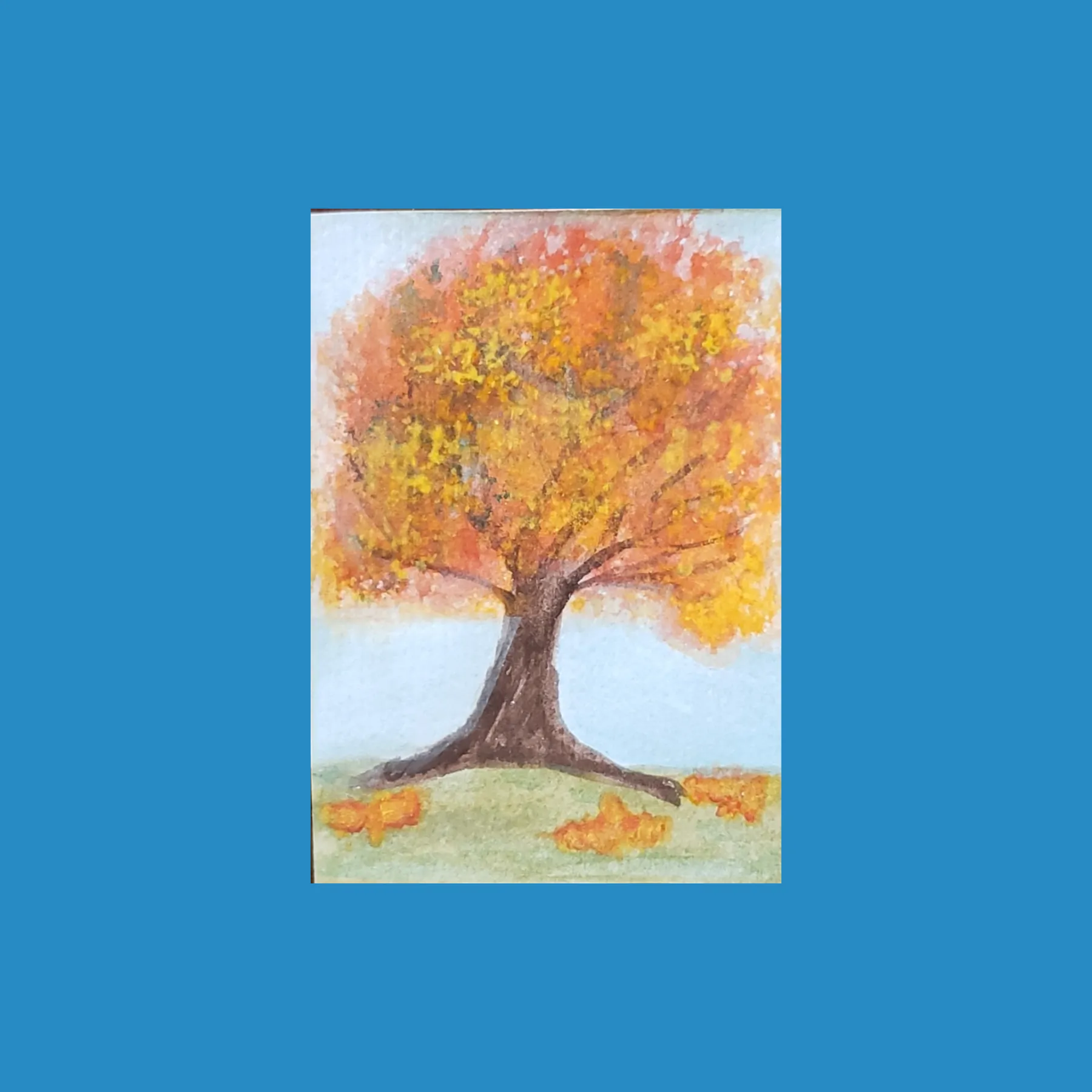 Fall trees aceo art card