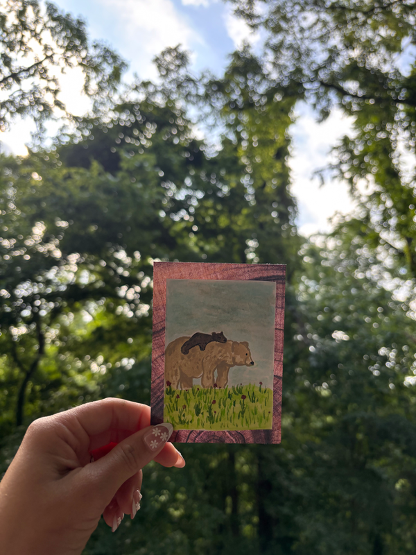 Piggy back rides(Momma bear&cub) aceo art card