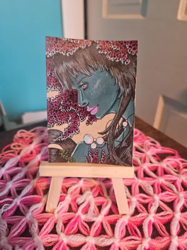 "Sea Witch of the Ocean" aceo_ooak_original artist_trading card_2.5 x 3.5" aceo art card