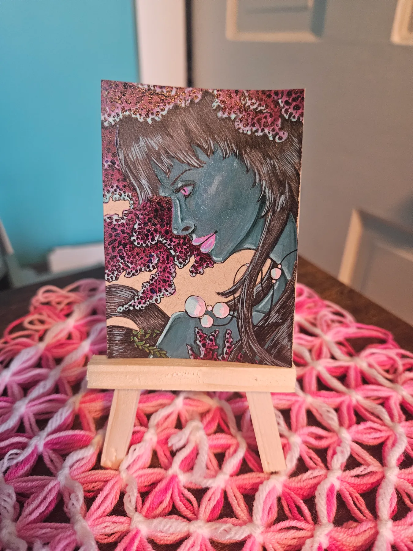 "Sea Witch of the Ocean" aceo_ooak_original artist_trading card_2.5 x 3.5" aceo art card