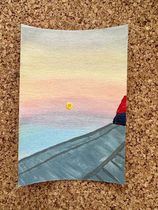 Window Seat Sunset aceo art card