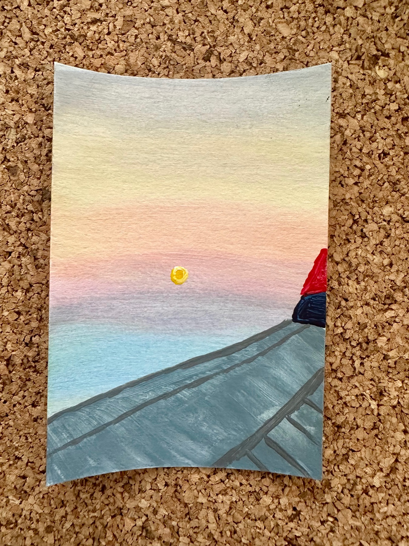 Window Seat Sunset aceo art card