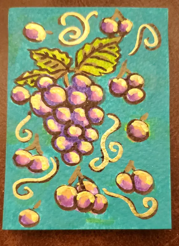 Grape Whimsy aceo art card