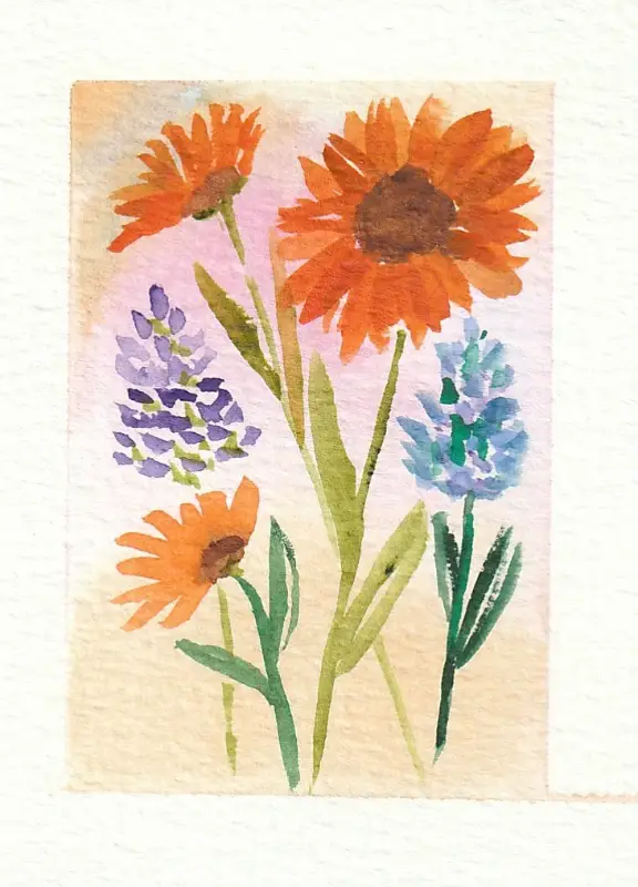 Orange Sunflowers aceo art card