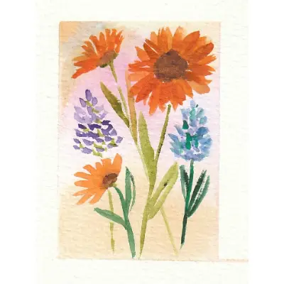 Orange Sunflowers aceo art card thumbnail 1
