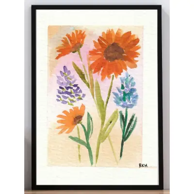 Orange Sunflowers aceo art card thumbnail 2