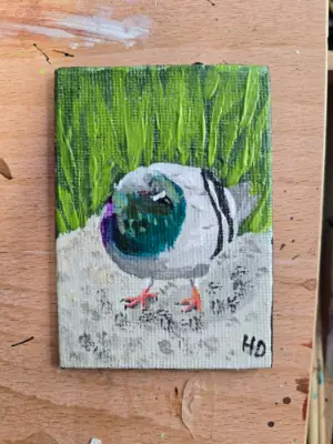 Round Little Guy, framed with sticker! aceo art card thumbnail 1