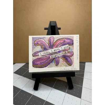 Purple Distraction aceo art card thumbnail 1