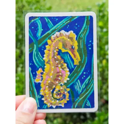 Seahorse aceo art card thumbnail 2