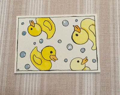 Original aceo. Rubber ducks aceo art card thumbnail 2