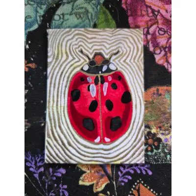 Ladybug aceo art card thumbnail 1